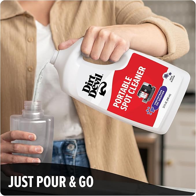 Dirt Devil Pet Portable Spot Cleaner Solution, 32 oz., Fresh Blossom Scent, Upholstery and Carpet Shampoo Solution, Eliminates Pet Messes and Odors, Pair with Dirt Devil Portable Spot Cleaners