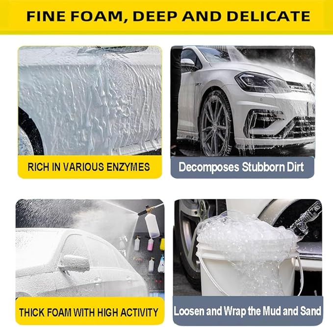 Car Wash Soap High Foam, pH Balanced Car Shampoo with Wax, Concentrated Auto Cleaning Liquid for Scratch-Free Wash, Shine & Paint Protection, for Foam Cannon & Bucket Wash (500ml)