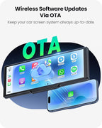 9.26" Portable CarPlay Screen for Apple Carplay & Android Auto with 4K Dash Cam & HD Backup Camera, Wireless Car Play with Strongest Bluetooth 5.2, OTA Updates, Voice Control, GPS Navigation