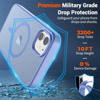 SUPFINE Magnetic for iPhone 12 Mini Case & iPhone 13 Mini Case with Screen Protector (Compatible with MagSafe) (Military Grade Drop Protection) Translucent Matte Shockproof Phone Cover,Blue Purple
