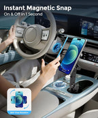 Dual Car Cup Phone Holder - Holds 2 Phones Simultaneously, 1-Second Grab & Release, 360° Rotatable, car Phone Mount Compatible with MagSafe，Fits iPhone/Samsung & 4.0-7.0 Inch Smartphones