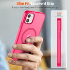 SUPFINE Magnetic for iPhone 12 Mini Case & iPhone 13 Mini Case (Compatible with MagSafe) (Military Grade Drop Protection) Slim Translucent Matte Shockproof Phone Cover,Hot Pink