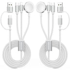 2Pack Travel Essentials,3 in 2 USB C Cable for Apple Watch Charger,iPhone Charger,Multi Charging Cable,Cruise Vacation Camping,Portable for iWatch Series 11-2/Ultra/SE & iPhone 17-12,Car,White