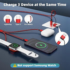 Travel Essentials 3in2 Multi Charging Cable for iPhone Watch Charger,USB A/C to Type C/IP/iWatch charger,Travel Chargers for Multiple Devices Compatible with iWatch Series&iPhone 16-12（2PACK,5FT）