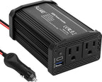 ALLWEI 300W Power Inverter 12V DC to 110V AC Car Plug Adapter Outlet Converter with 27W PD USB-C &18W USB-A Fast Charger, Car Cigarette Lighter Adapter for Laptop Tablets Phones - Portable - Black
