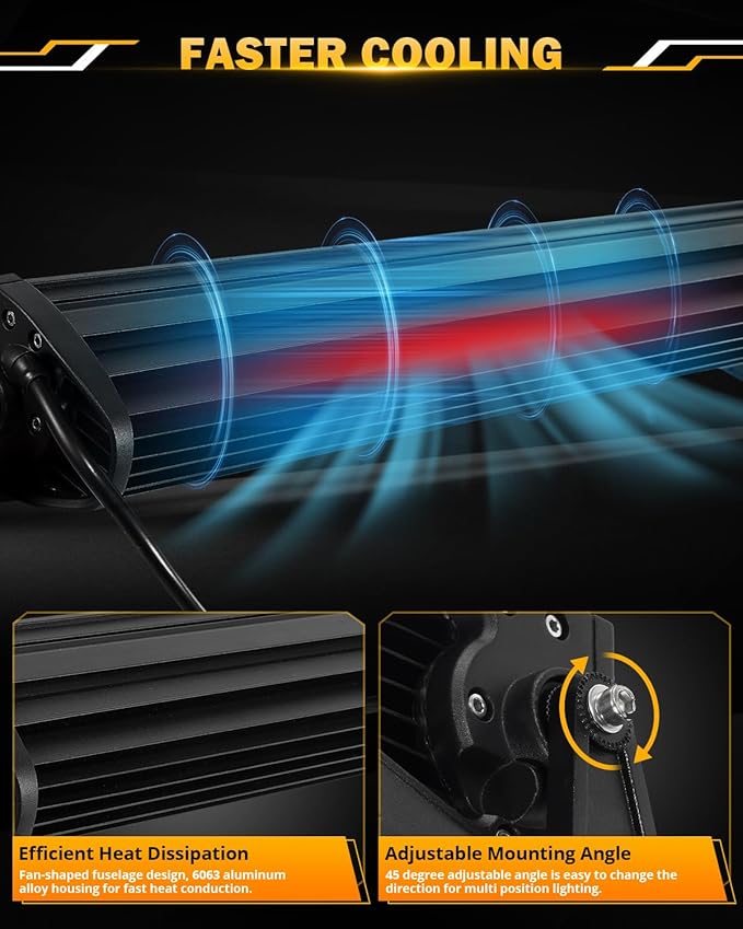 Auxbeam 22 Inch LED Light Bar, 120W 6 Modes Amber White Strobe Fog Lights, Spot Flood Combo Memory Function Offroad Driving Work Ditch Light for Truck Car ATV