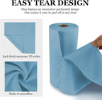wuyaoyao 50PCS Microfiber Cleaning Cloth Roll, 10"×10" Tear Away Microfiber Towels, Reusable Washable Cloth Paper Towels, Multi-Purpose Cleaning Rags for Car Home Kitchen Garage Shop (Blue)