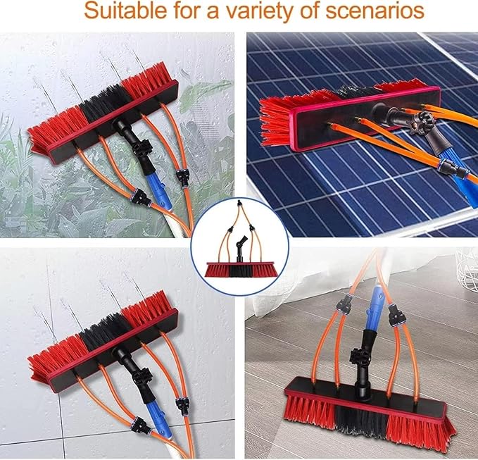 Telescopic Window Cleaning Brush Kit - 26.5ft Water Fed Extendable Pole with 50cm Brush - Hose Fed Window Cleaner Tool for Effortless High Reach Cleaning