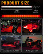 Qasim Car LED Strip Light 12V Red 12.5''/32CM for Golf Cart Underglow Boats Vehicle Automotive Truck Van Motorcycle Footwell Lighting IP67 Waterproof, Pack of 6