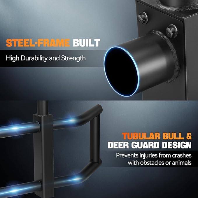 Auto Dynasty Front Bumper Brush Bull Bar Deer Guard Compatible with 2008-2017 Freightliner Cascadia, 3mm Thick Iron Tubing, Powdercoated Matte Black
