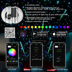 AKEPO Car Home Use MIni Size 6-Hole 3.2W RGB Colorful Fiber Optic Light Kit, 9.8ft 600pcs*0.75mm/0.03in Optical Fiber APP Control Mixed Color Chasing Timer Function Starlight Headliner Light