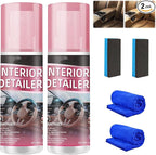2Pcs Car Interior Cleaner, New Polishing Cleaner, All Purpose Car Interior Detailer Spray, Interior Detailer Spray Suitable for Cleaning Rubber, Plastic, Leather Surfaces Inside the Car (2*100ML)