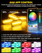 RGB Led Grille Lights APP Control 4 in 1 Colorful Underglow Rock LED Lights for Tacoma Truck Chevy Car Off-Road Raptor Jeep SUV ATV UTV DRL Decoration Signal LED Light
