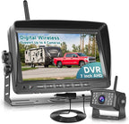 RV Wireless Backup Camera, 7" IPS Monitor +AHD Rear View Camera,Support Up to 4 Cameras DVR Image Flip, Wireless Back Up Camera 12V-36V for Truck/Trailer/RV/Camper/Excavator/Caravan