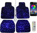 Starlight LED Car Floor Mats, 4pcs Shiny Starry Sky Star Light Floor Mats, App Control Washable Fiber Optic Lights Universal Automotive Decoration Atmosphere Light