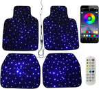 Starlight LED Car Floor Mats, 4pcs Shiny Starry Sky Star Light Floor Mats, App Control Washable Fiber Optic Lights Universal Automotive Decoration Atmosphere Light