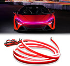 DIBMS 71-inch High-Brightness Car Hood Gap LED Light Strip - Daytime Running Lights Universal Auto Exterior Decor Accessories (Pink)