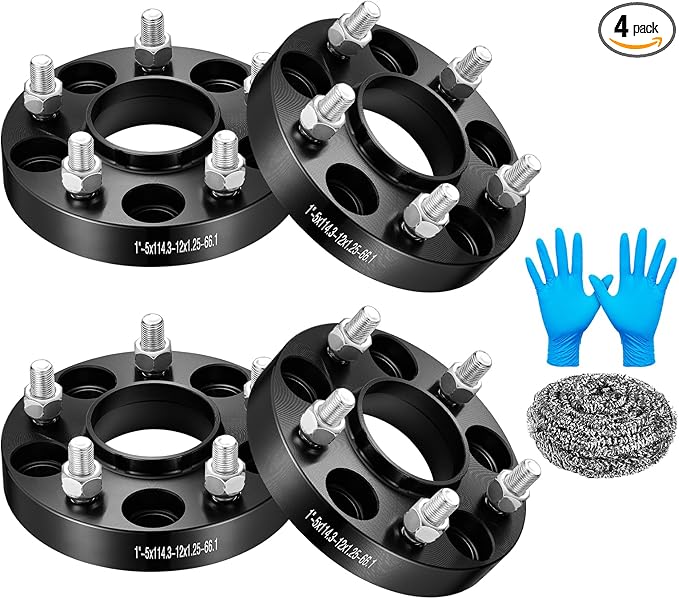 BDFHYK 5x114.3mm Wheel Spacers 1 inch Wheel Adapters Compatible with Nissan 350Z 370Z Infiniti FX35 G35 G37, Forged 5 Lug Wheel Adapters M12x1.25 & 66.1 mm Hub Bore, Set of 4, Not Hubcentric