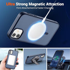 SUPFINE Magnetic for iPhone 11 Phone Case with Screen Protector (Compatible with MagSafe) (Military Grade Drop Protection) Translucent Matte Shockproof Phone Cover,Dark Blue