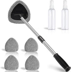 25.5” Windshield Cleaner Tool, Longer & Strong Absorbent Car Window Cleaner with 5 pcs Washable Pads and 2 pcs Spray Bottles for Car and Home Window, Gray