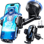 YRU True Military-Grade [360° Rotation Suction] 2026 Ultimate Car Phone Holder Mount 【90+LBS Safest Strongest & Patent Certs】 Dashboard Windshield Vent for iPhone 17 16 Pro Max Samsung,Blue Black