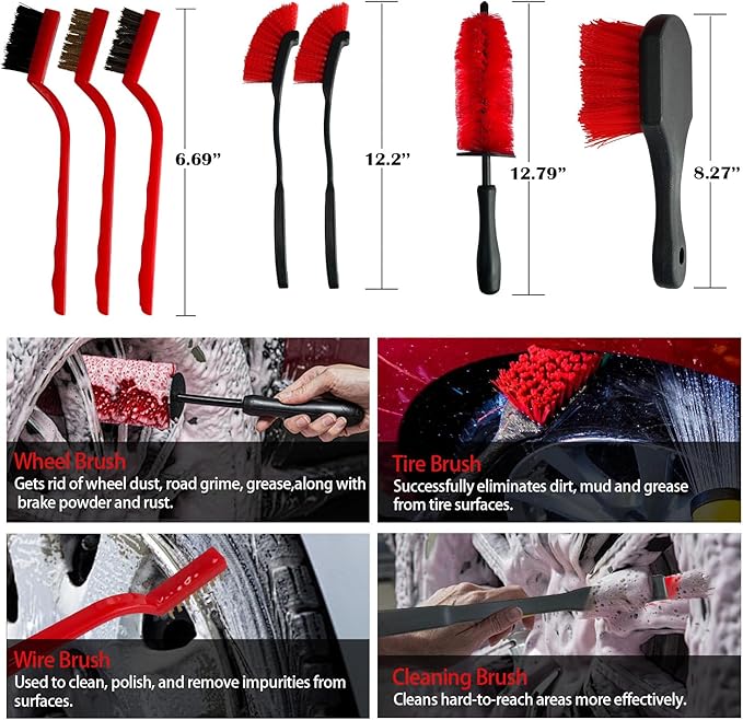 35Pcs Car Detailing Kit, Car Detailing Brush Set, Car Interior Cleaning Kit with Windshield Cleaning Tool and Tool Box, Multi-Functional Vehicle Cleaning Tool for Wheels