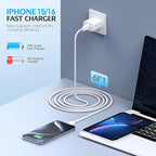 iPhone 17 16 Charger,2Pack USB C Fast Charger Apple Charge Type C Fast Charging Block&6FT USB C to C Woven Cable Cord for iPhone 17 Pro Max/17 Pro/Air/16 Plus/16E/15 Series/iPad Pro/Air/Mini