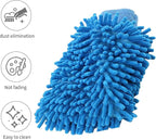 1 Pack 2 Blue Car Wash Mitt Microfiber, Deluxe Scratch Free Microfiber Wash Mitt ,9 Inches X 5.5 Inches Car Washing Care Cleaning Kit.