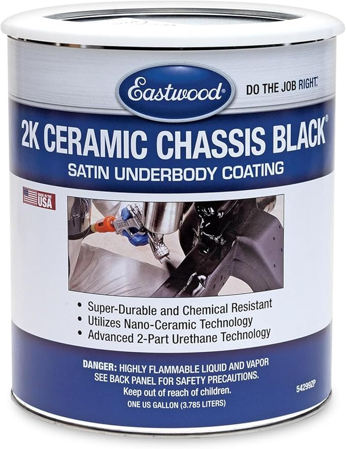 Eastwood 2K Ceramic Chassis Satin Under Coating Paint | Quality Chemical Resistant Nano Technology Black Undercoat Paint for Vehicles | Requires Slow/Medium Activator | 1 Gallon