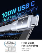 CAFELE 100W Retractable USB-C to USB-C 5A Fast Charging 3-in-1 Cable, Features Magnetic Charging and Overheating Protection, 4.3-Foot USB Type-C for Phone, Notebook, Pad, Watch（White）
