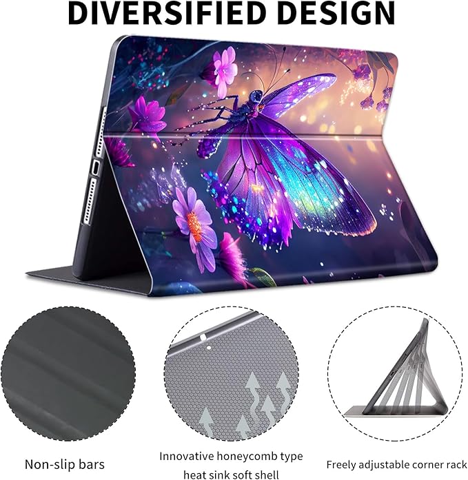 Case for 6" Kindle 11th Generation Case 2024/2022 Release,Leather Slim Folio Adjustable Stand Cover with Auto Wake/Sleep for Basic Kindle 2024/2022 11th Gen e-Reader,Glitter Butterfly