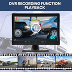 Wired Backup Camera System with 10.1’’ IPS Monitor for Truck RV Trailer Bus, Rear View Camera, with Side Front View Camera, 4 Split Screen, Super Waterproof, Night Vision, Easy Installation AHD1080P