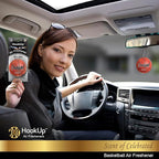 Basketball Car Air Freshener by HookUp - 10 Pack - Black Gold Scent (Extra Strong) | Unique Basketball Gift for Players, Coach, Fans | Hanging Car Accessory with Long Lasting Fresheners Smell