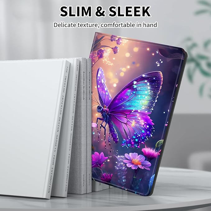 for Kindle Paperwhite Case,6.8" Kindle Paperwhite 11th Generation Case and Kindle Paperwhite Signature Edition,Leather Slim Adjustable Stand Cover with Auto Wake/Sleep,Glitter Butterfly