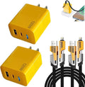 2026 New 120w Type C/USB A Dual Ports Adapter, C Chargers Fast Charging 10 Foot, Fast Phone Charger, Mechanical Style Multi-Function Cable, for Gaming Office Travel (2pcs)