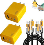 2026 New 120w Type C/USB A Dual Ports Adapter, C Chargers Fast Charging 10 Foot, Fast Phone Charger, Mechanical Style Multi-Function Cable, for Gaming Office Travel (2pcs)