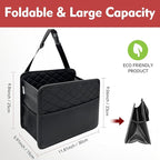 Witaxima Upgraded Extra Large Car Seat Organizer Backseat with 3 Storage Pockets, Multipurpose Car Organizer Hanging Car Trash Bag Can Premium PU Leather Garbage Can 3 Gallon Large Capacity, Black.