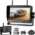 Wireless Backup Camera for Truck 7'' 1080P HD Monitor with DVR, BSD Alert RV Backup Camera System 18 LED IR Night Vision Reverse Camera Support 4 Cameras Rear View Camera for Car,Trailers, 5th Wheels
