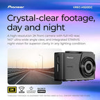 Pioneer VREC-H520DC Dual Dash Cam Front and Rear Car Camera - Large Screen, 2K Resolution, Starvis Night Vision, 140 Degree Wide Lens, ADAS Safety Alerts, Built In GPS, Impact Detection, 24/7 Coverage