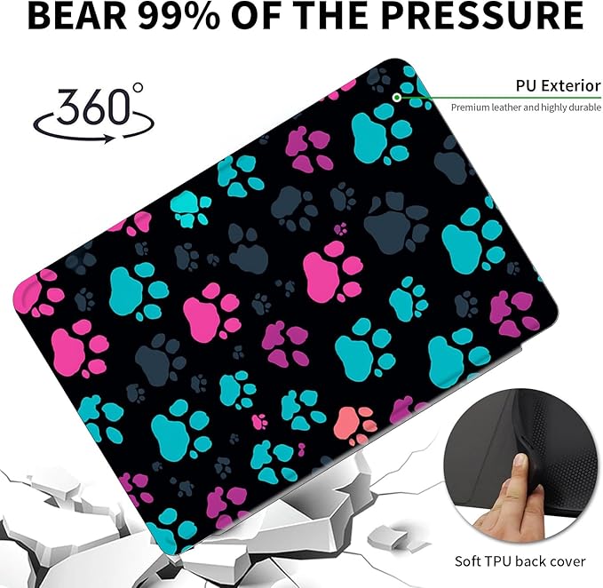 Case for 7" Kindle Paperwhite 12th Generation 2024 & Kindle Colorsoft Signature Edition 2024,360 Degree Rotating Swivel Leather Stand Folio Cover with Auto Wake/Sleep,Green Pink Footprint