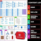Small First Aid Kit - 165 Piece Dual-Color Emergency Medical Kit with Hard Shell & Fluorescent Exterior Coating, Emergency First Aid Kit for Home, Car, Travel, Hiking & Outdoor(Red/Blue)