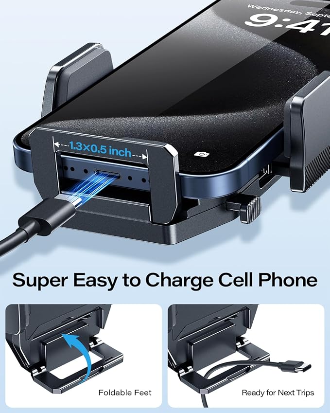 APPS2Car Sturdy CD Slot Phone Mount with One Hand Operation Design, Hands-Free Car Phone Holder Universally Compatible with All iPhone & Android Cell Phones, for Smartphone Mobile (Carbon Fiber)