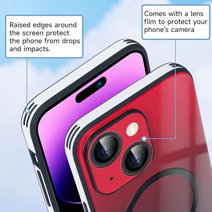 Guppy Compatible with iPhone 14 Plus with MagSafe Case, Magnetic Gradient Case with MagSafe Charging, Gradient Glass Back Cover with Lens Film-Black