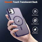 SUPFINE Magnetic for iPhone 11 Phone Case (Compatible with MagSafe) (Military Grade Drop Protection) Translucent Matte Shockproof Phone Cover,Dark Purple