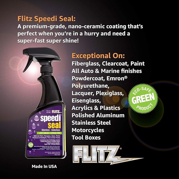 Flitz Speedi Seal - 16oz Bottle of USA-Made Ceramic Coating for Cars to Polish & Protect for Up to 6 Months - Works on Paint, Fiberglass, & More - Streak-Free Ceramic Spray Sealant (6 Pack)