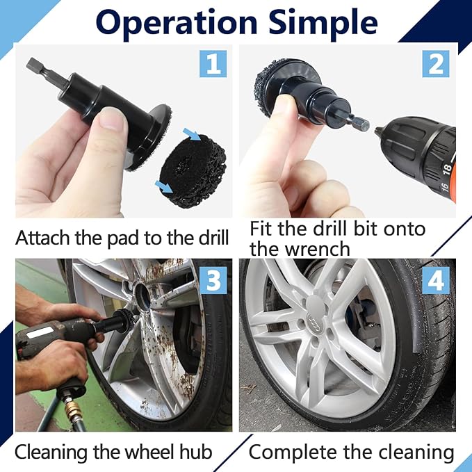6PCS Wheel Hub Cleaning Pads, 2" Durable Nylon Web Pads, Wheel Stud Cleaner Pads