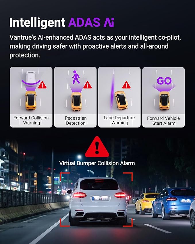 Vantrue S1 Pro Dash Cam Front STARVIS 2, 2.7K Mini Dash Camera for Cars, ADAS, App Control, Built-in WiFi GPS, G-Sensor, Loop Recording, Night Vision, 24H Parking Mode, 158°, 2" IPS, Support 1TB Max
