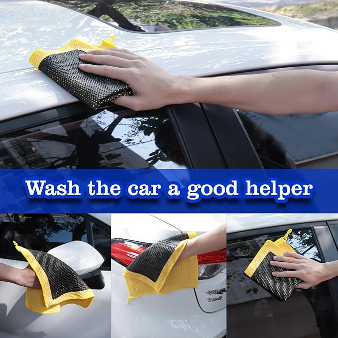Clay Towel Auto Detailing - 12 Inch Synthetic Clay Decontamination Towel Clay Scrubber for Car Detailing, Scratch-Free Autocare Detailing Polishing and Sealant (Yellow)