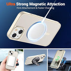 SUPFINE Magnetic for iPhone 14 Case & iPhone 13 Case (Compatible with MagSafe)(Military Grade Drop Protection) Slim Translucent Matte Shockproof Phone Cover,Antique White