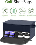 CAMPLAND 2 Layer Golf Trunk Organizer, Waterproof Car Locker for 2 Pair Shoes, Durable Storage for Balls, Tees, Clothes, Gloves, Accessories, Golf Gifts, Blue